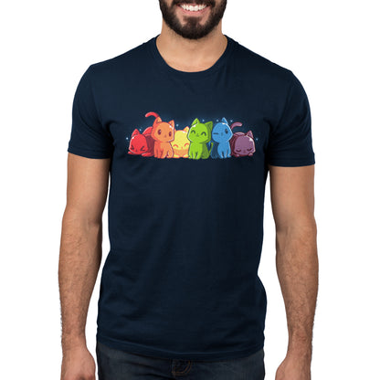 Rainbow Kitties Navy blue t-shirt by TeeTurtle.