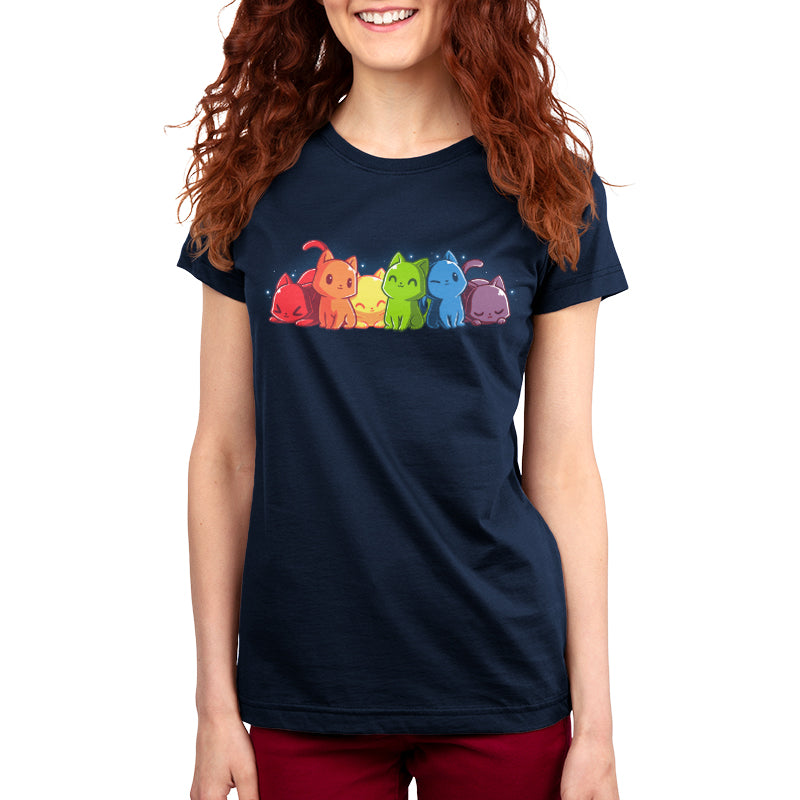 TeeTurtle Rainbow Kitties women's t-shirt.
