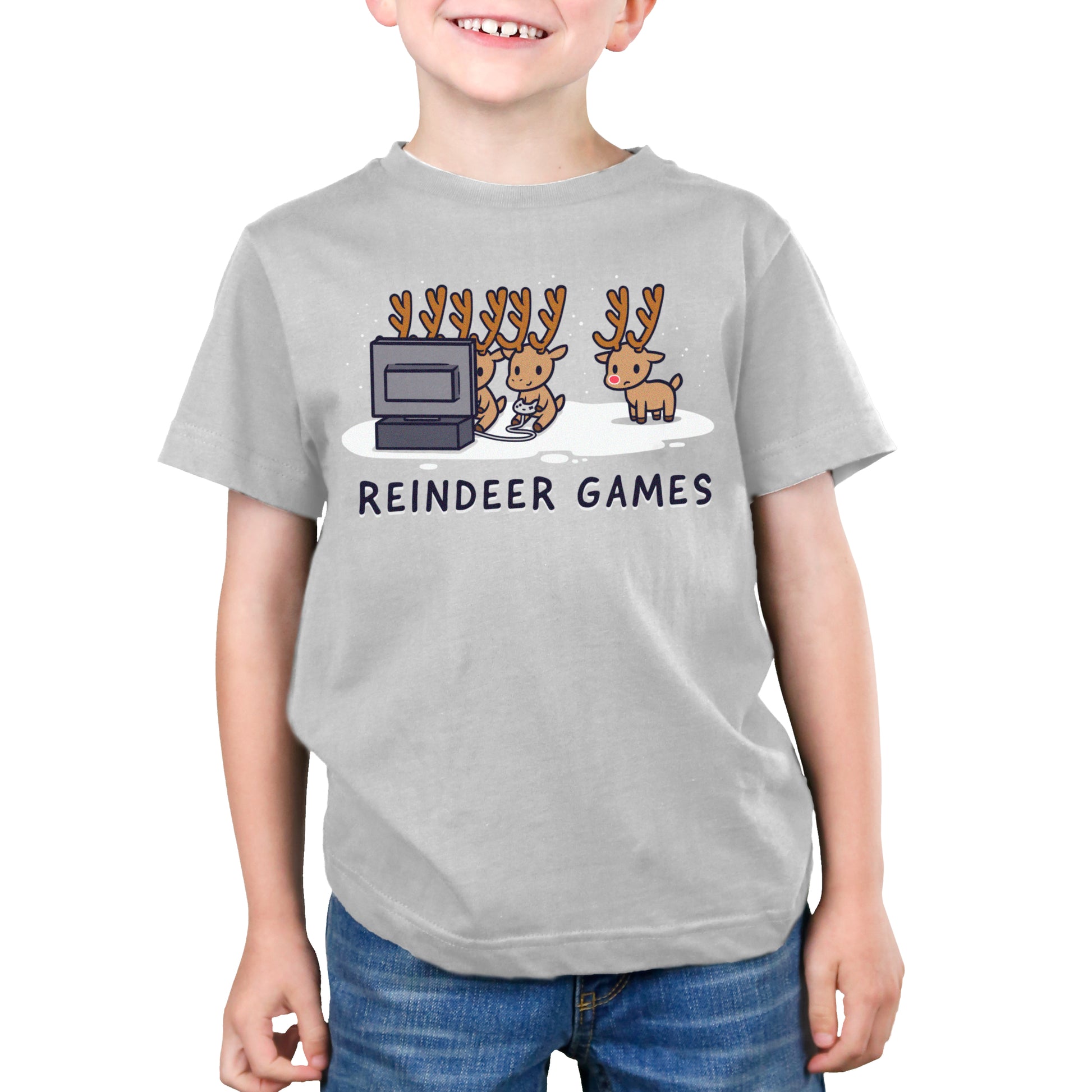 Silver Reindeer Games t-shirt for kids from TeeTurtle.