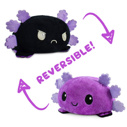 A TeeTurtle Reversible Axolotl Plushie (Black + Purple) with the words "reversible".