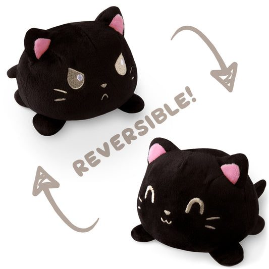 Two TeeTurtle Reversible Cat Plushies (Black).