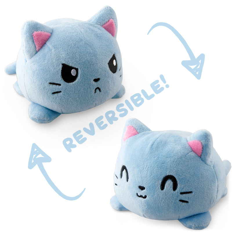 TeeTurtle's TeeTurtle Reversible Cat Plushie (Russian Blue) is the perfect addition to your collection of mood plushies.