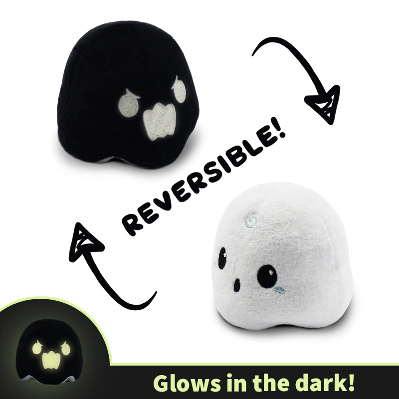 TeeTurtle's TeeTurtle Reversible Ghost Plushie (Black Glow + White) is the perfect addition to your collection of mood plushies. This glow in the dark plush features a unique reversible design, making it even more fun to play with.