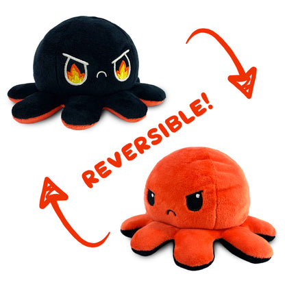 Two TeeTurtle Reversible Octopus Plushies (Black + Red), perfect for TikTok trends.