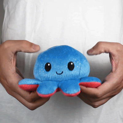 Reversible Octopus Plushie (Red + Blue) flip GIF