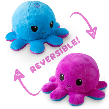 Two TeeTurtle Reversible Octopus Plushies (Blue + Purple) from TeeTurtle.