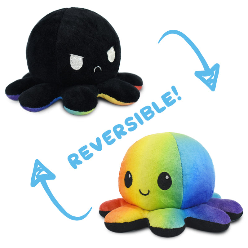 TeeTurtle Reversible Rainbow Octopus Plush, perfect for TikTok enthusiasts and mood plushies collectors.