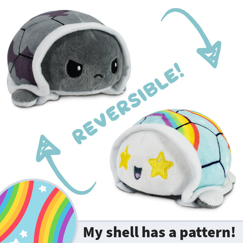 TeeTurtle Reversible Turtle Plushie (Storm Clouds Shell + Rainbows She