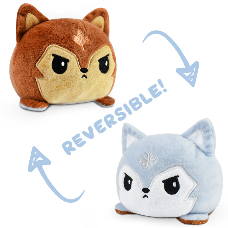 Two TeeTurtle Reversible Wolf Plushies (Fall + Winter).