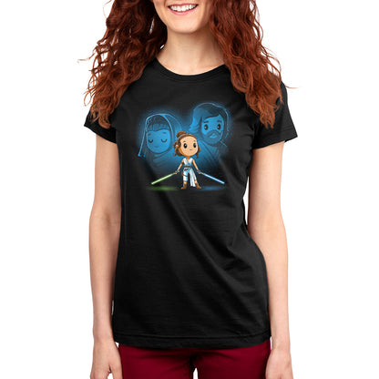 Officially licensed Star Wars Rey, Luke, and Leia women's T-shirt with limited stock.