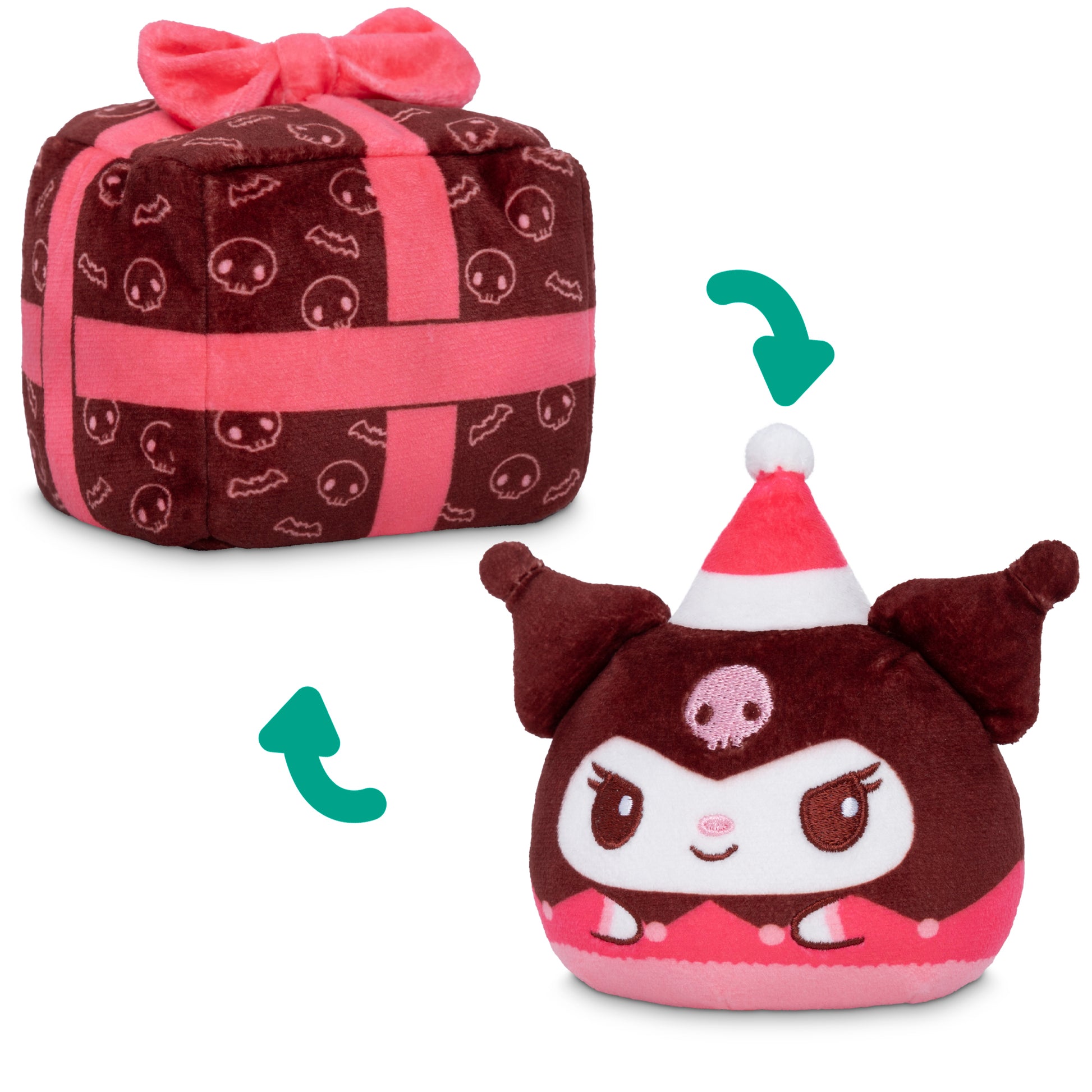 Hello Kitty and Friends Holiday Present Reversible Plushie Mystery Box: Kuromi and present
