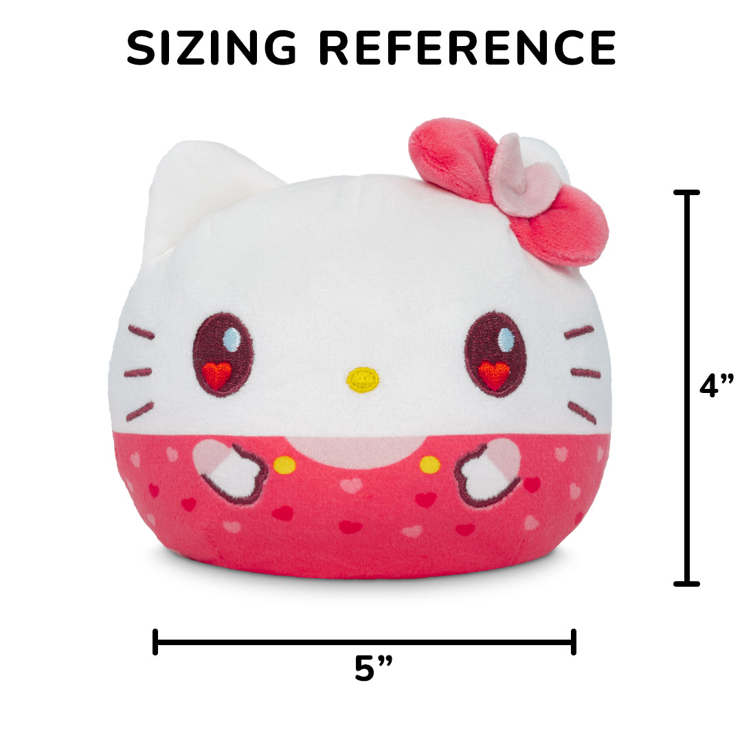 Valentine Present Hello Kitty 4" Reversible Plushie with a sizing reference of 4 inches in height