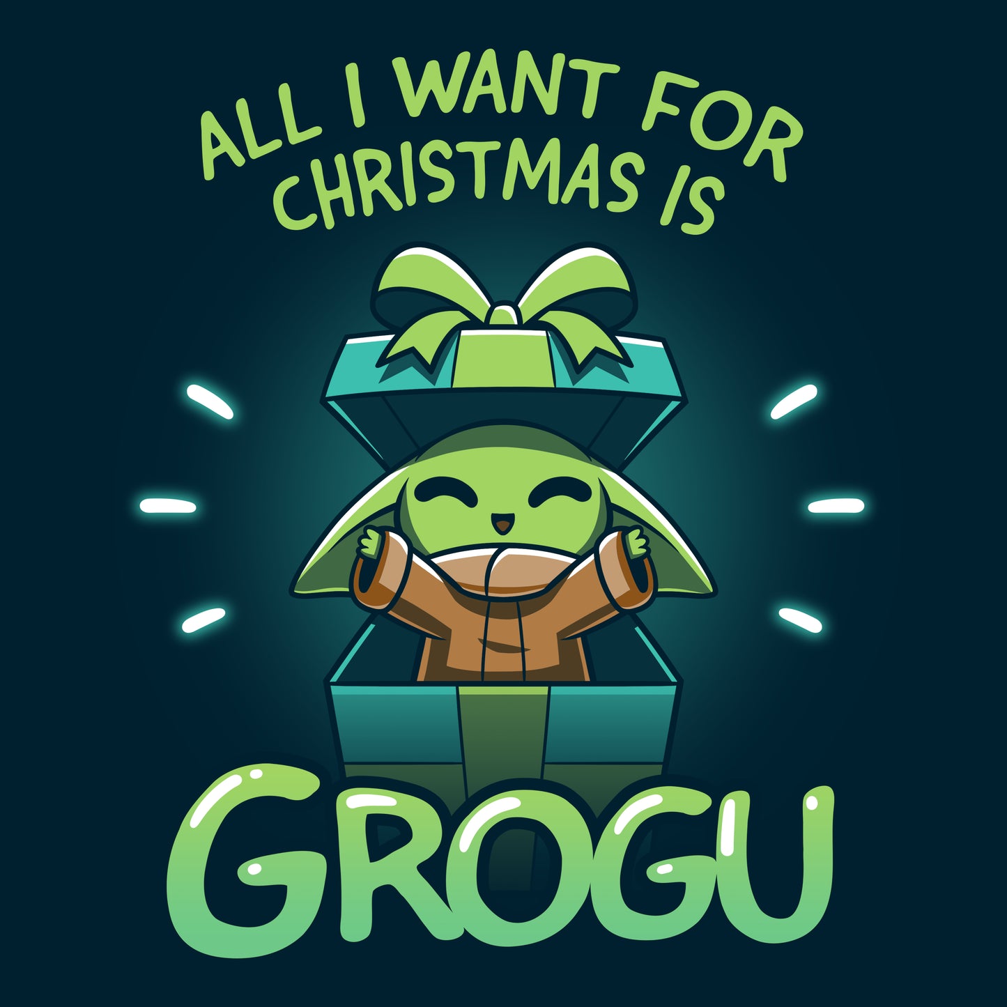 Get into the holiday spirit with this officially licensed Star Wars All I Want For Christmas Is Grogu T-shirt.