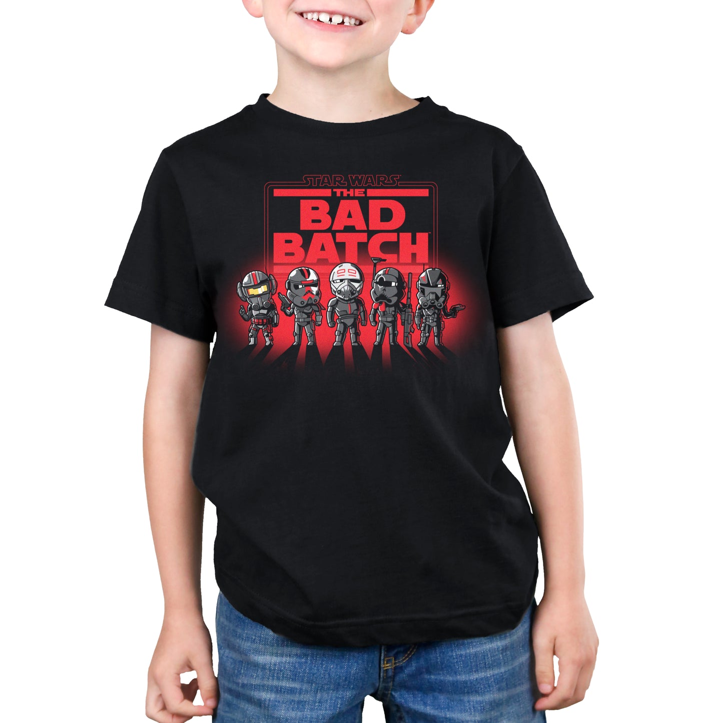 Officially licensed Star Wars Bad Batch Lineup t-shirt featuring Clone Force 99.