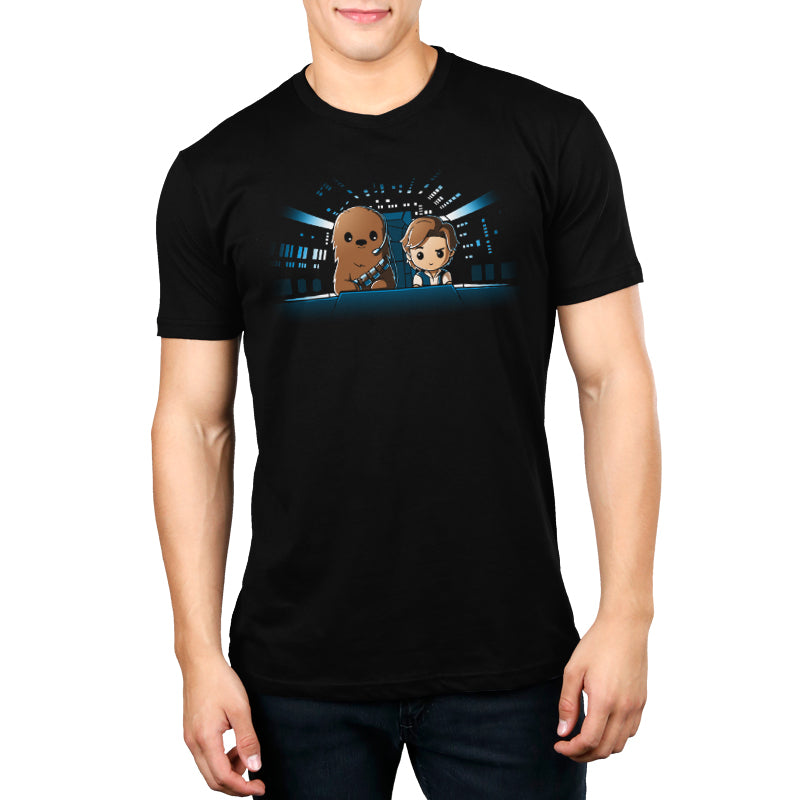 Officially licensed Star Wars men's t-shirt featuring Co-Pilot (Han and Chewie), made from super soft cotton.