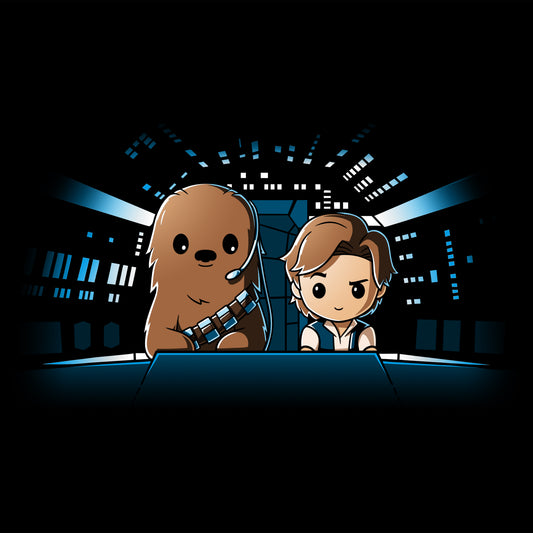 Officially licensed Star Wars Co-Pilot (Han and Chewie) T-shirt.