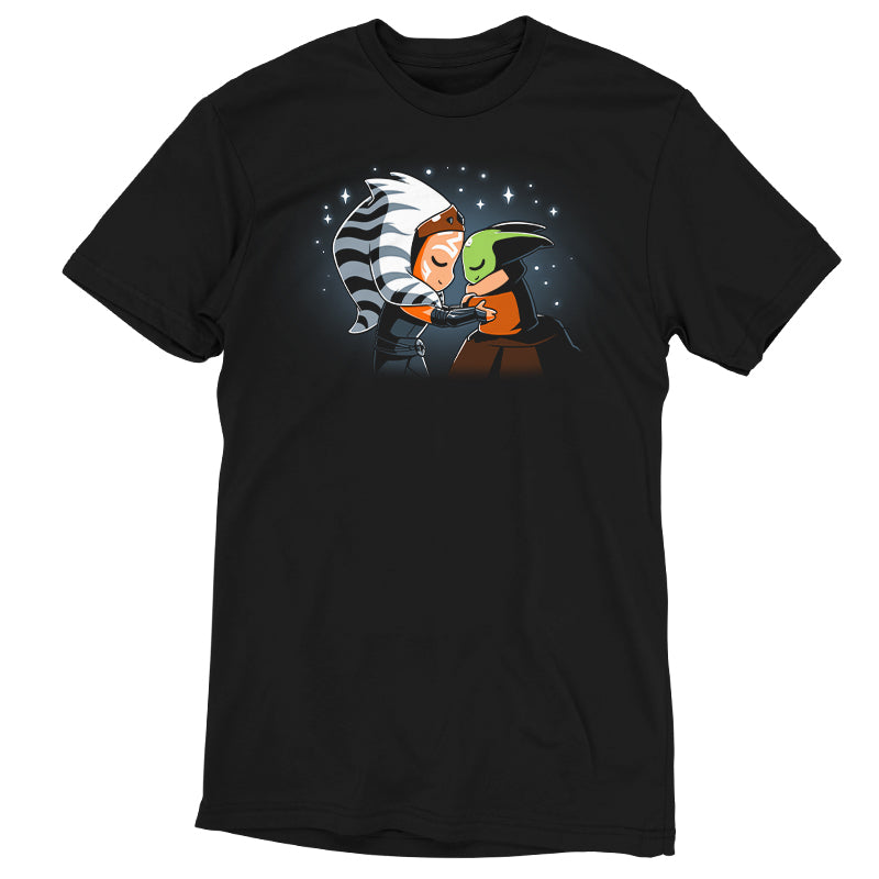An officially licensed black t-shirt featuring a soft image of Star Wars Force Telepathy.