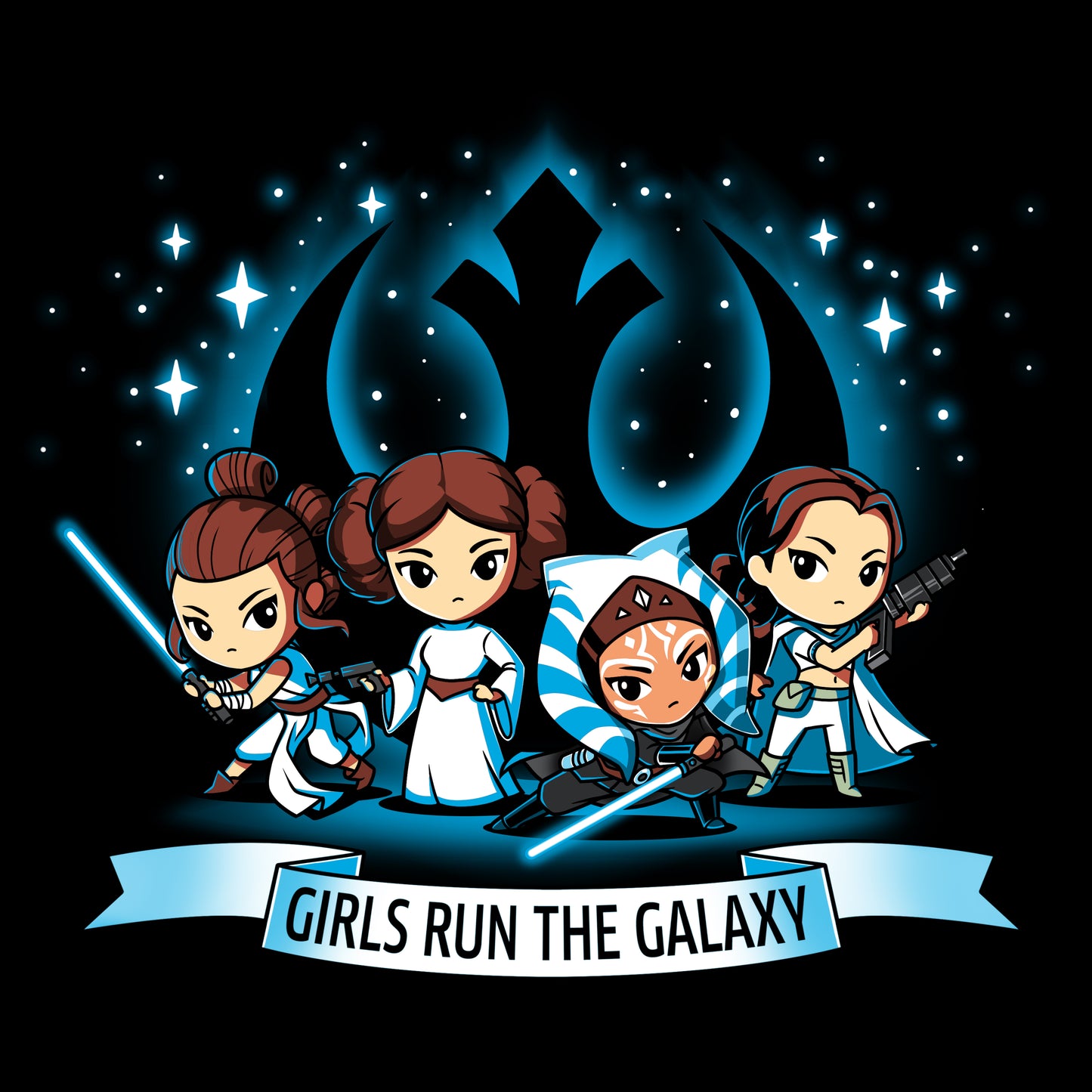Collectible Girls Run The Galaxy t-shirt, licensed Star Wars merchandise.