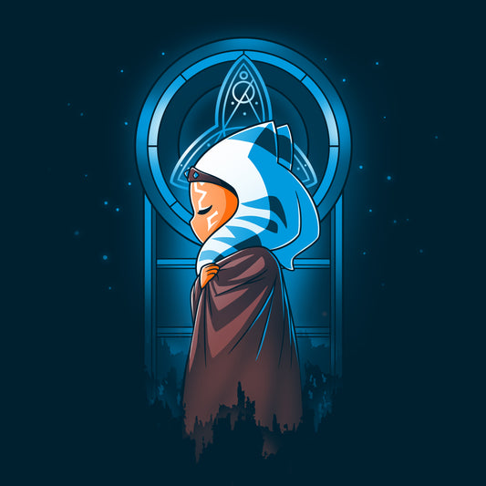 An image of Iconic Ahsoka, a Star Wars character, standing in front of a window.