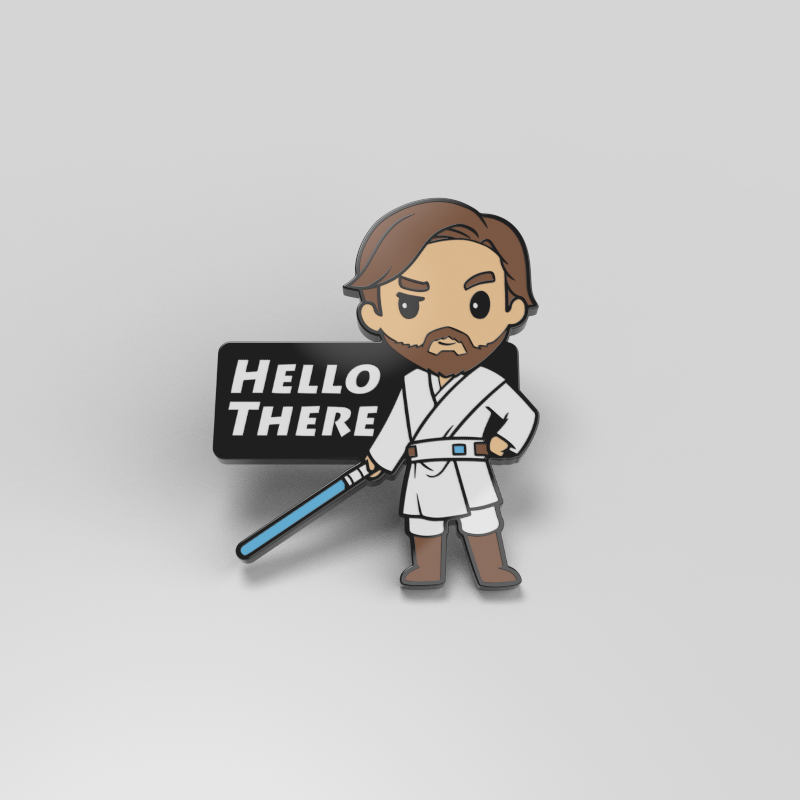 Officially licensed Star Wars "Hello There Pin" featuring Obi-Wan Kenobi's iconic "hello there" line.