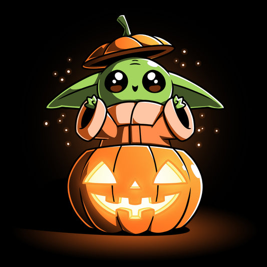 A Pumpkin Grogu, featured on an officially licensed Star Wars T-shirt.