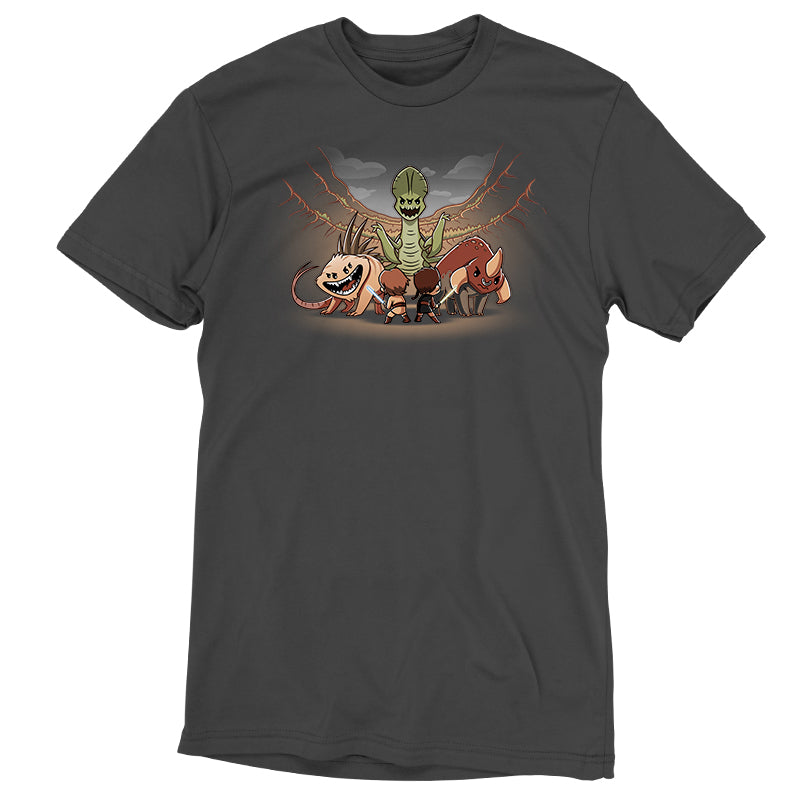 An Officially Licensed Star Wars black t-shirt made with Ringspun Cotton, featuring an image of a skeleton.
