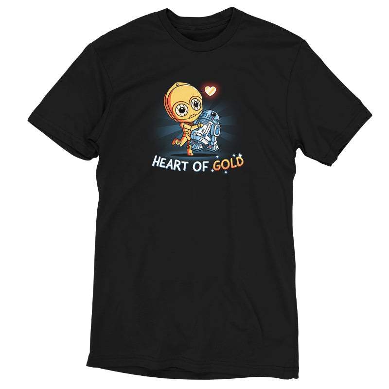 A black Star Wars t-shirt that says "Heart of Gold," officially licensed.