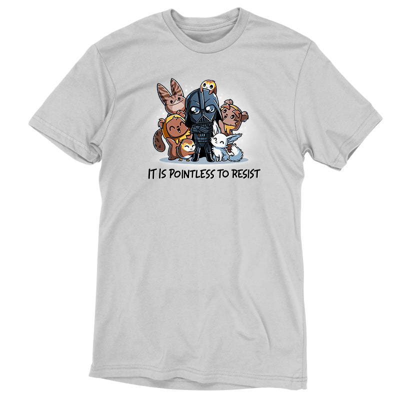 An officially licensed Star Wars T-shirt, It Is Pointless to Resist, reminding you to rest.