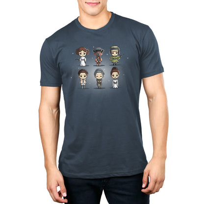A man wearing an officially licensed Star Wars Leia Organa: Style Icon t-shirt.