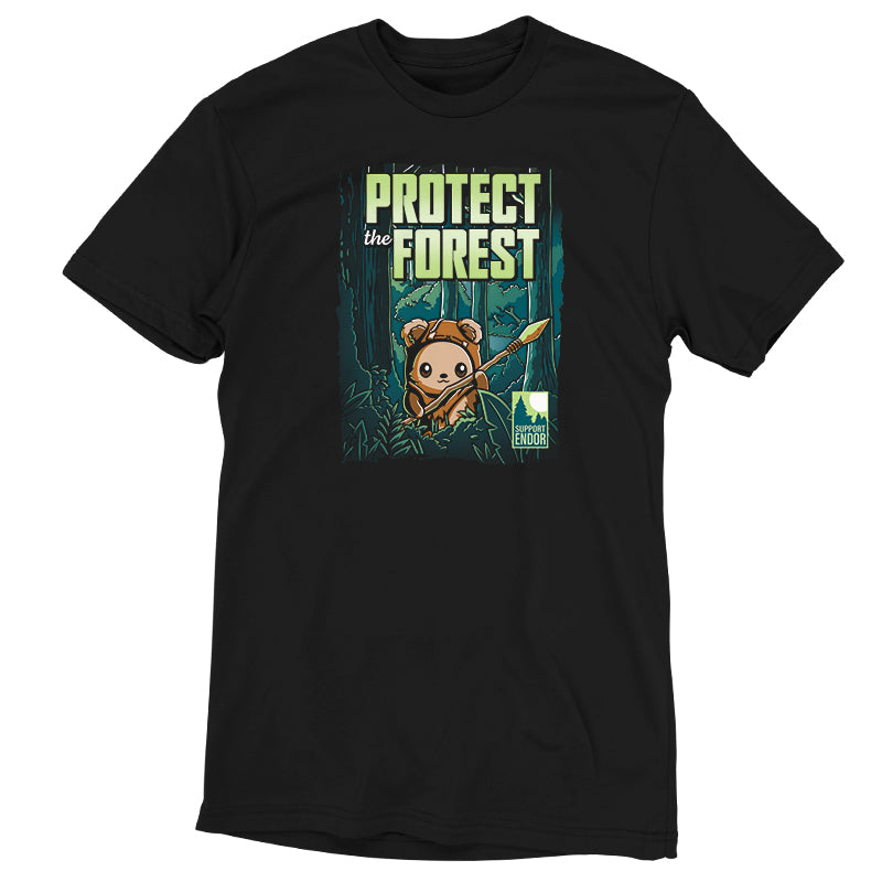 An officially licensed Star Wars t-shirt featuring the product name "Protect the Forest" inspired by Endor.