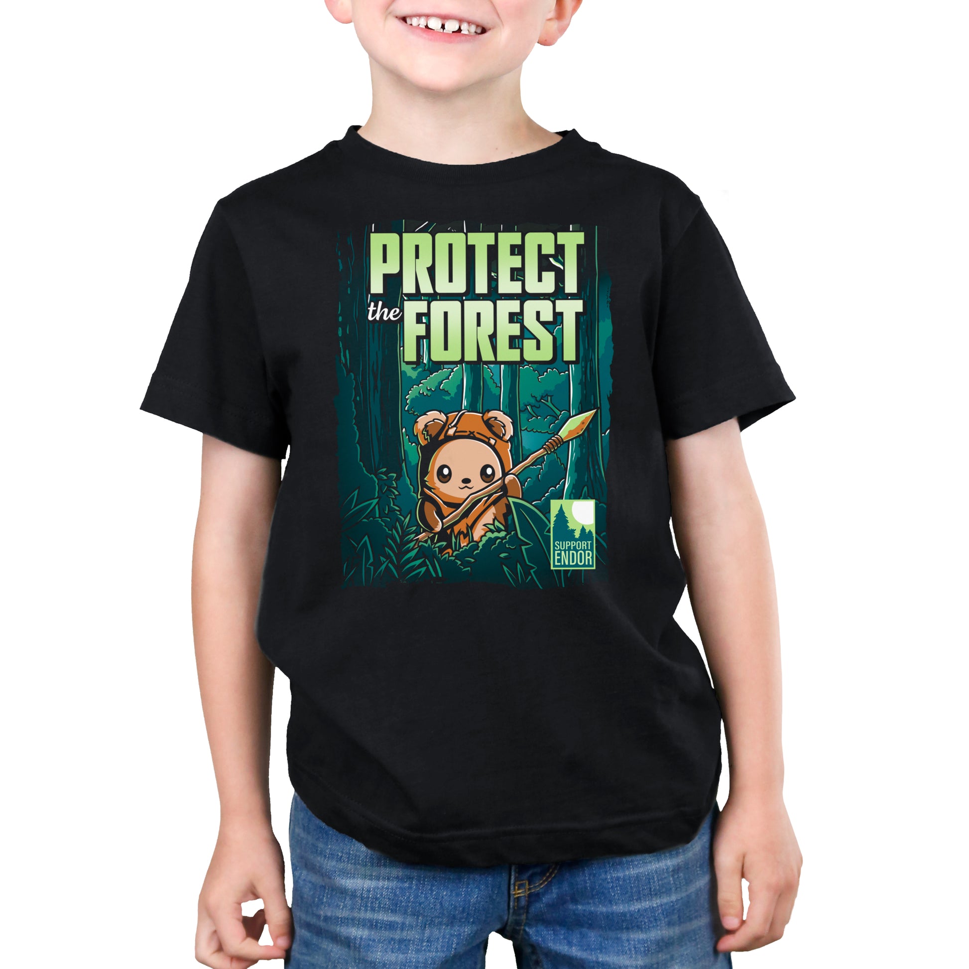 Officially licensed Star Wars "Protect the Forest" kids t-shirt that protects the forest.