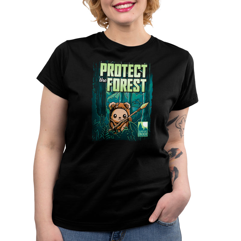Officially licensed Star Wars Protect the Forest women's t-shirt.