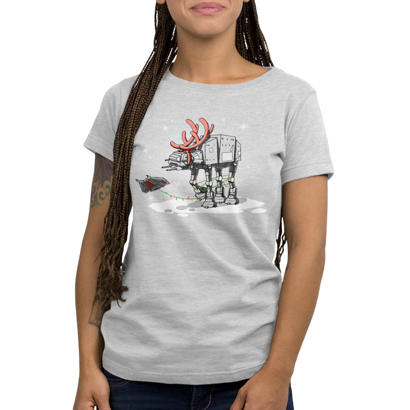 A women's Star Wars Reindeer AT-AT t-shirt featuring an AT-AT.