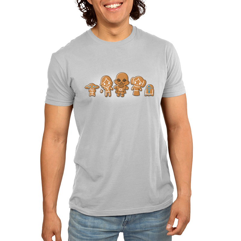 An officially licensed Star Wars Gingerbread Cookies men's t-shirt featuring a group of people.