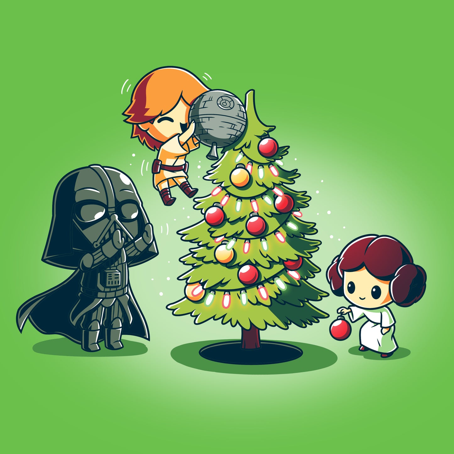 An officially licensed Star Wars Skywalker Family Christmas tree with a Darth Vader and a Princess from the Skywalker family.