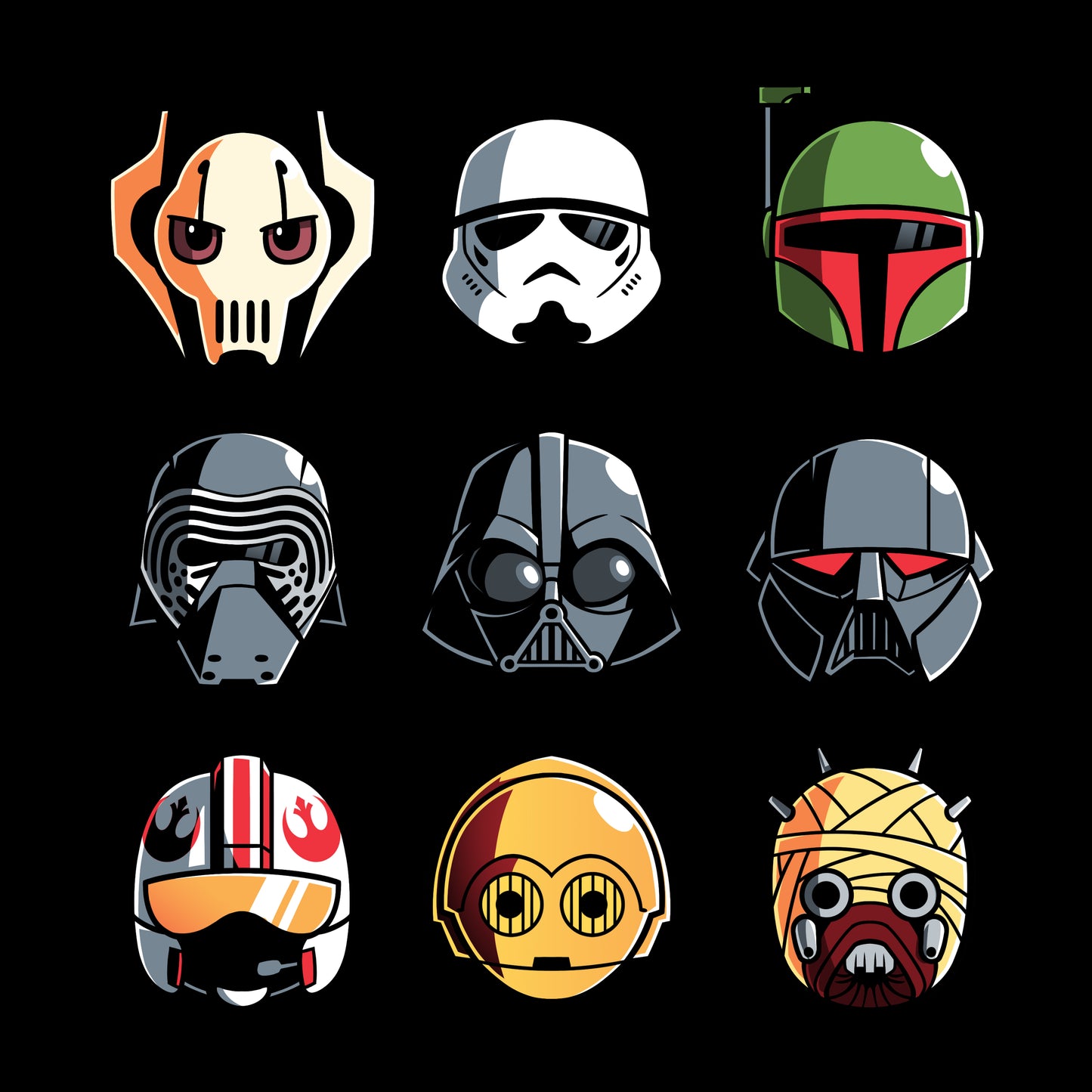 A collection of officially licensed Star Wars Masks featuring Darth Vader and Storm Trooper on a black background.