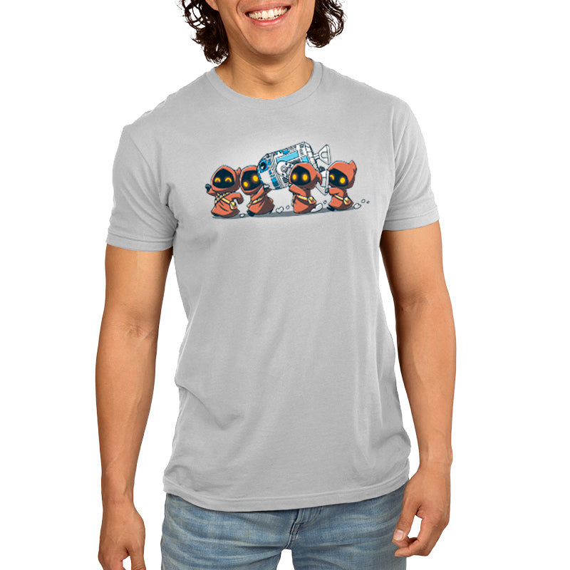 A men's officially licensed Star Wars t-shirt featuring R2-D2, called The Jawas' Bounty by Star Wars.