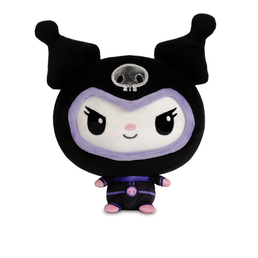 Sanrio-Space-Cloudheads-Site-Comp-Kuromi-Front Kuromi plush wearing a black and purple space-themed outfit with her signature skull on her hood.