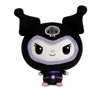 Sanrio-Space-Cloudheads-Site-Comp-Kuromi-Front Kuromi plush wearing a black and purple space-themed outfit with her signature skull on her hood.