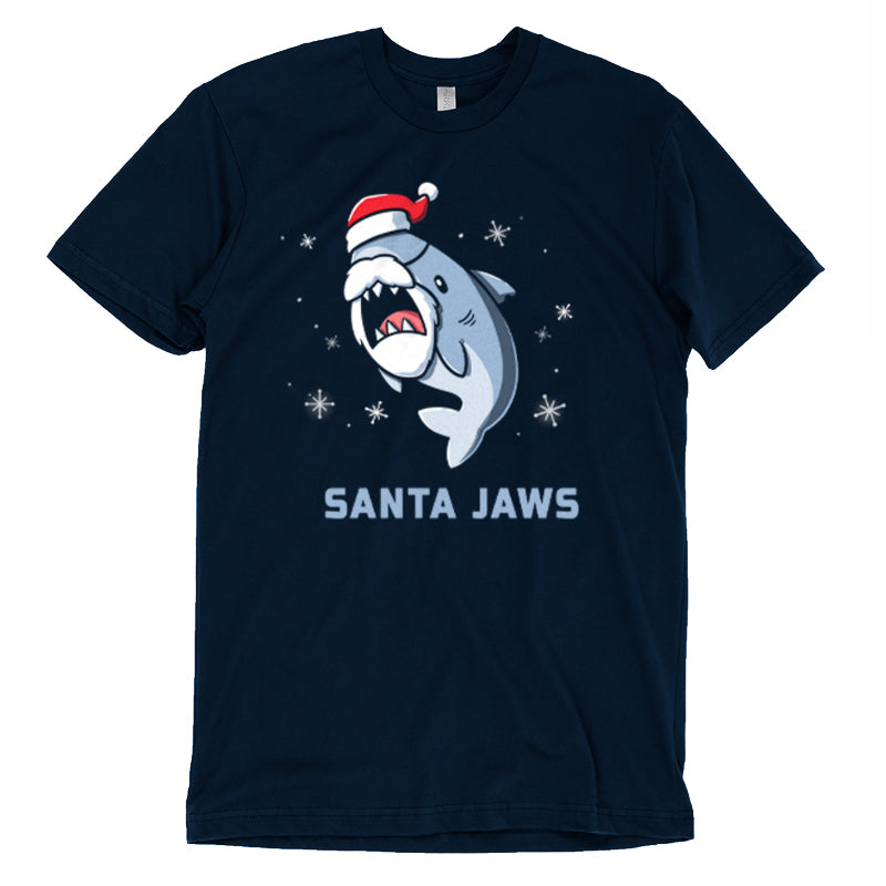 This TeeTurtle original features the Santa Jaws product in a striking navy blue design.