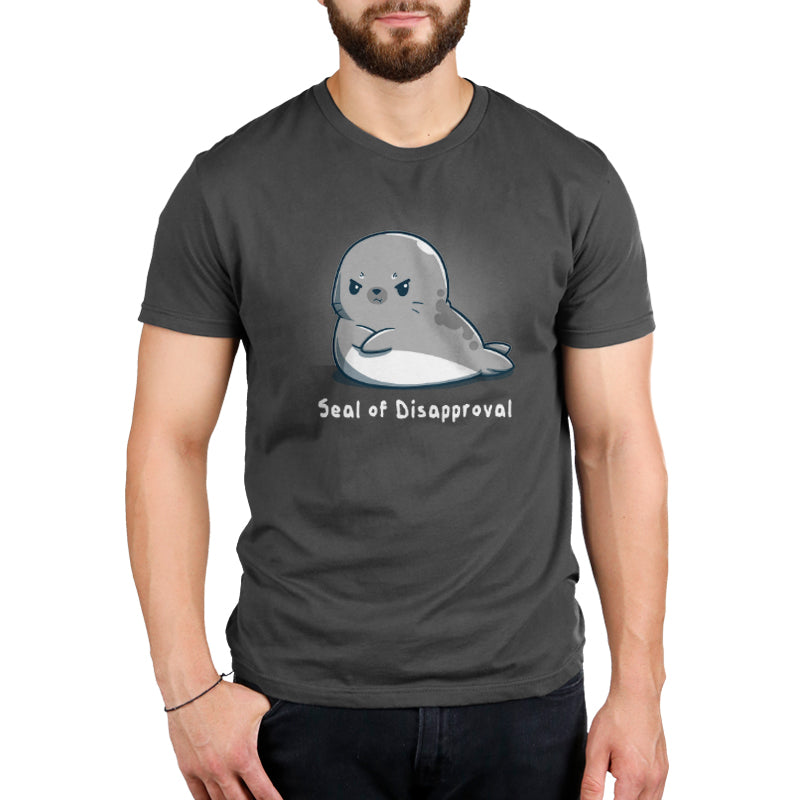 TeeTurtle - men's charcoal gray t-shirt featuring the TeeTurtle Seal of Disapproval.
