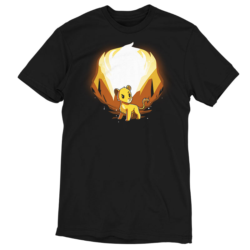 A Disney Lion King themed black t-shirt featuring Simba and Scar (Glow) in flames.