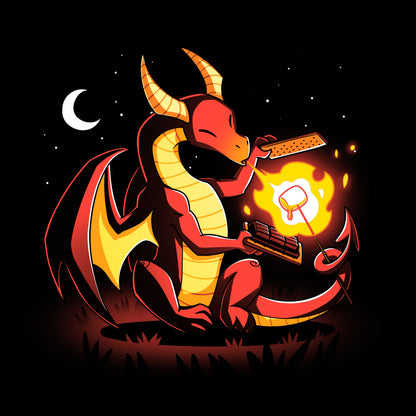 A black t-shirt featuring a raging dragon holding a knife, designed by TeeTurtle for S'more Hoarder fans.