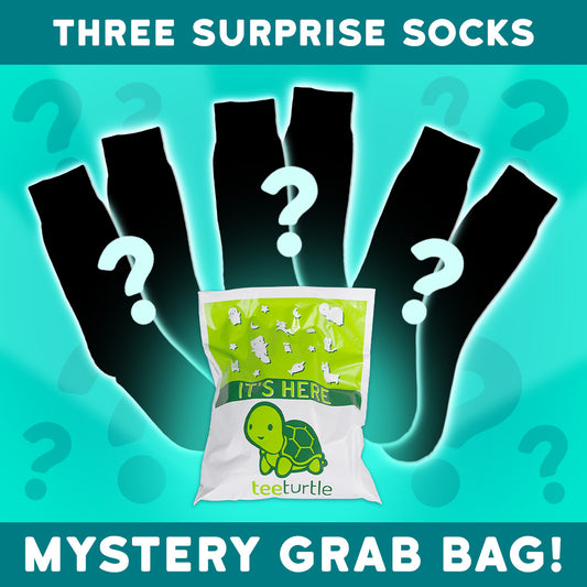 TeeTurtle addiction - Three Sock Mystery Grab Bag featuring mystery designs.