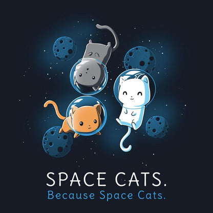 Super Soft Ringspun Cotton T-shirt featuring TeeTurtle's Space Cats in Navy Blue.