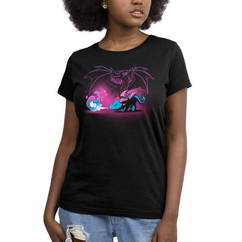 A TeeTurtle black t-shirt for women featuring a comfortable fit and the Spirit of the Dragon design.