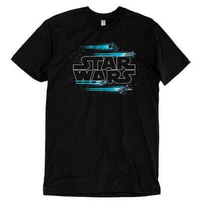 A licensed Star Wars T-shirt featuring the Jump to Hyperspace logo.