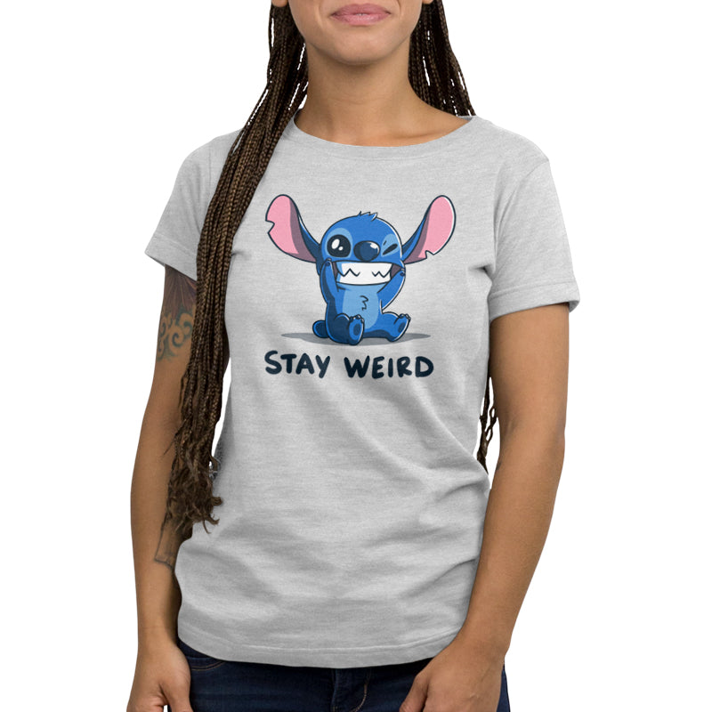 A Disney-inspired women's T-shirt with the Stay Weird Stitch design.