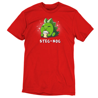 A red Steg-nog t-shirt that says TeeTurtle.
