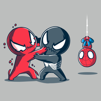 Two Marvel Spider-Man characters in a Symbiote Fight T-shirt fighting each other.